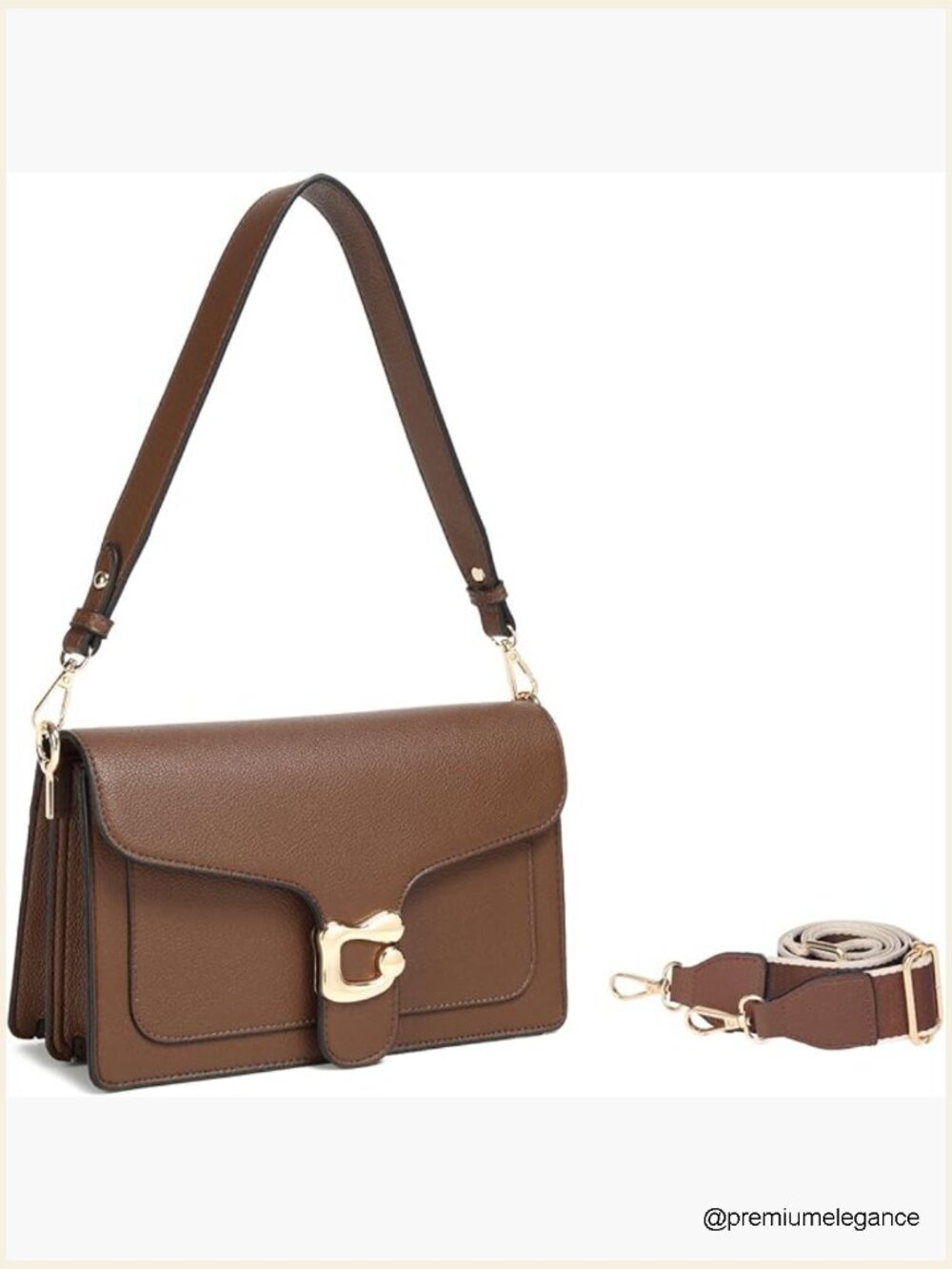 Crossbody Bag with 2 Detachable Straps, Small Leather Purse